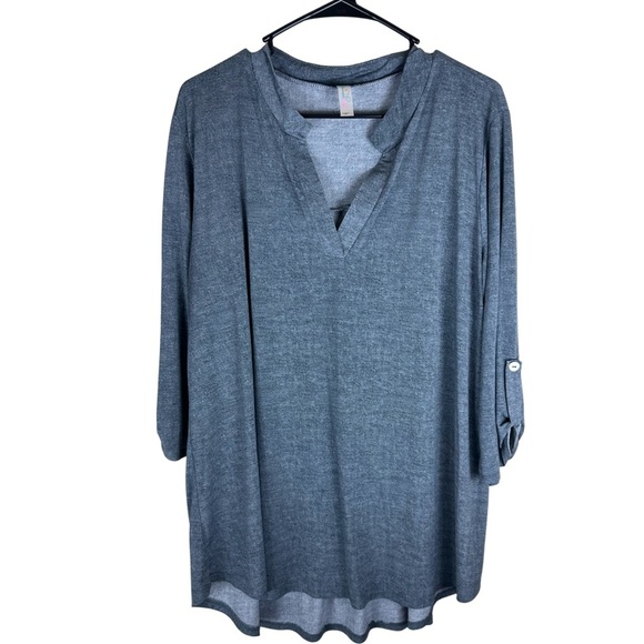 Mermaid Cove 2XL Tunic Gray Blue With Buttoned Slouchy Sleeves EUC - Picture 1 of 4